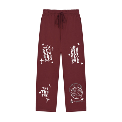 Solid Color Straight-Leg Sweatpants