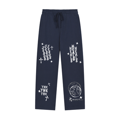 Solid Color Straight-Leg Sweatpants