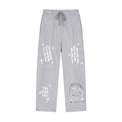 Solid Color Straight-Leg Sweatpants