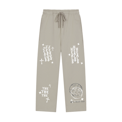 Solid Color Straight-Leg Sweatpants