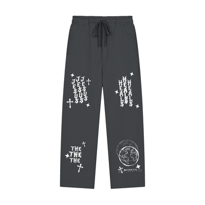 Solid Color Straight-Leg Sweatpants