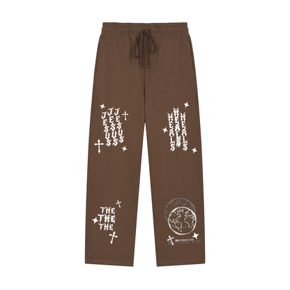 Solid Color Straight-Leg Sweatpants