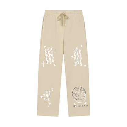 Solid Color Straight-Leg Sweatpants