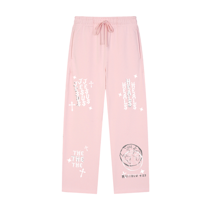Solid Color Straight-Leg Sweatpants
