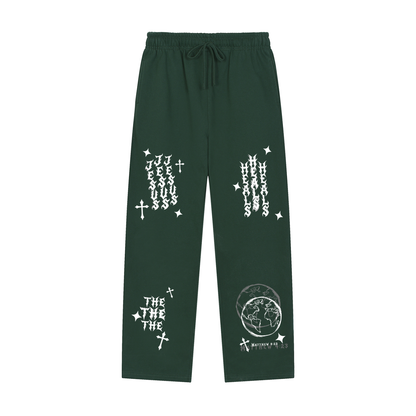Solid Color Straight-Leg Sweatpants